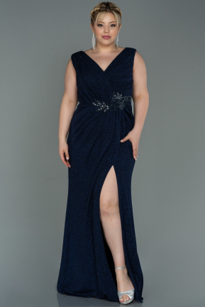 Robe de Soirée Grande Taille Longue Bleu Marine ABU3074