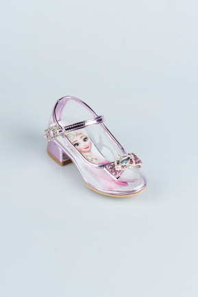 Pembe Elsalı Şeffaf Cilt Kız Çocuk Abiye Ayakkabısı HR005