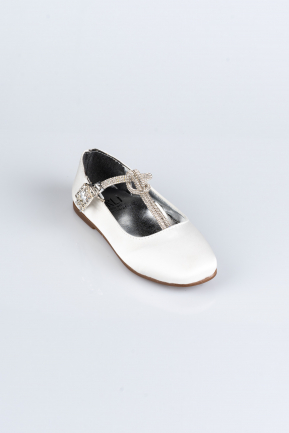 Beyaz Saten Çocuk Ayakkabısı HR185