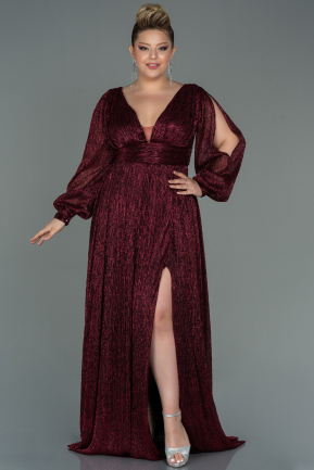 Robe de Soirée Grande Taille Longue Rouge Bordeaux ABU3154