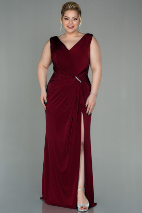 Robe Grande Taille Longue Rouge Bordeaux ABU2931