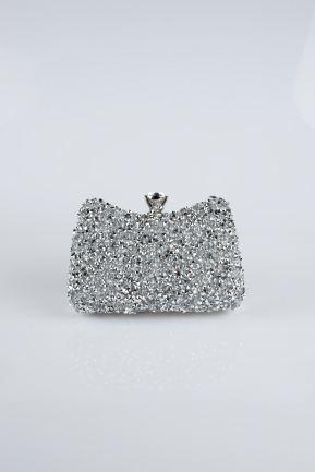 Sac de Soirée Luxe Pierreux Argent SH828