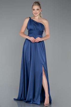 Robe de Soirée Longue Mousseline Indigo ABU3204