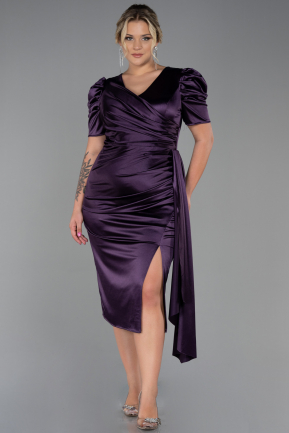 Robe de Soirée Grande Taille Midi Violet ABK1812