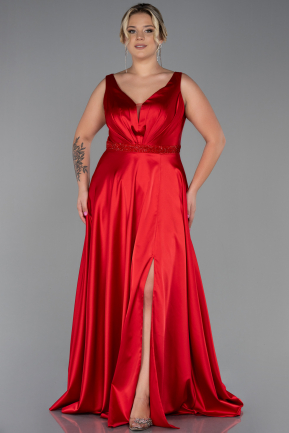 Robe Grande Taille Longue Rouge ABU3200