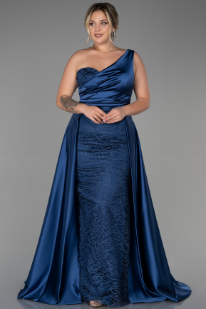 Robe Grande Taille Longue Bleu Marine ABU3171