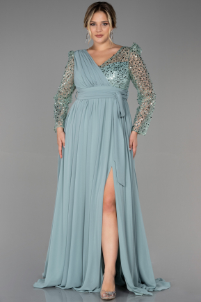 Robe Grande Taille Mousseline Longue Turquoise ABU3186