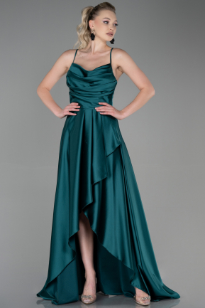 Robe de Soirée Longue Satin Émeraude ABU3242