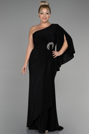 Long Black Plus Size Engagement Dress ABU3373