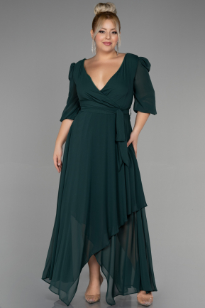Emerald Green Midi Chiffon Oversized Evening Dress ABK1083