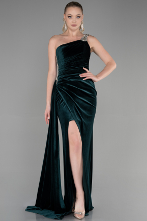 Robe de Soirée Longue Velours Émeraude ABU3365