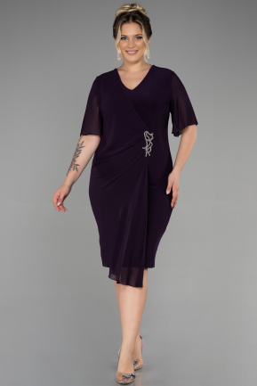 Dark Purple Short Chiffon Plus Size Evening Dress ABK1299