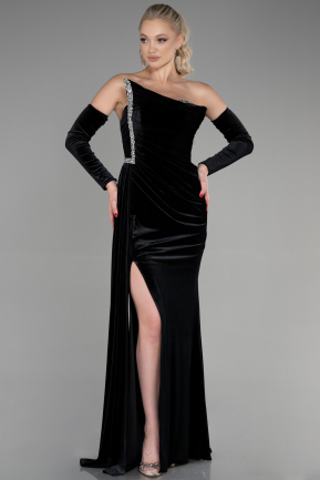 Robe De Soirée Velours Longue Noir ABU3364