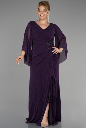 Robe de Soirée Grande Taille Longue Violet Foncé ABU3486