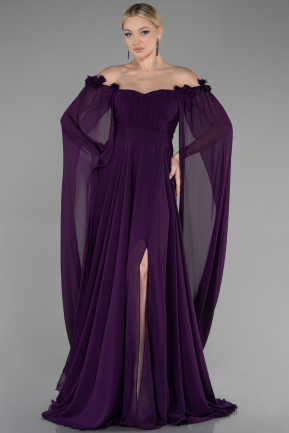Robe de Soirée Longue Mousseline Violet ABU3462
