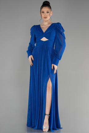 Robe de Soirée Longue Bleu Saxe ABU3103