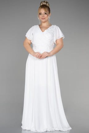 White Long Plus Size Evening Dress ABU1562