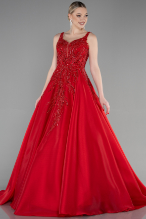 Robe Haute Couture Longue Rouge ABU3595