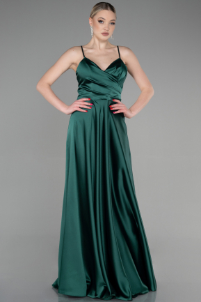 Robe de Soirée Longue Satin Émeraude ABU3610