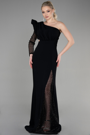 Robe Haute Couture Longue Dantelle Noir ABU3642