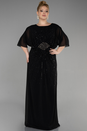Long Black Chiffon Designer Plus Size Gowns ABU3651