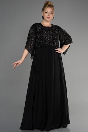 Long Black Chiffon Designer Plus Size Gowns ABU3654