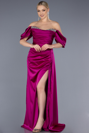 Violett Abendkleid Satin Lang ABU2661