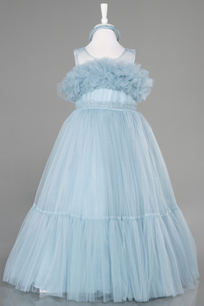 Robe de Soirée Enfants Longue Bleu ABU3726