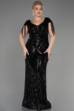 Robe De Fiançailles Grande Taille Longue Noir ABU3730