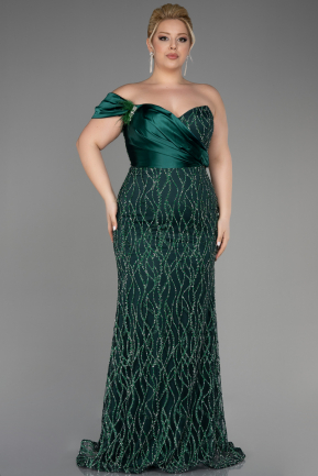 Long Emerald Green Plus Size Engagement Dress ABU3739