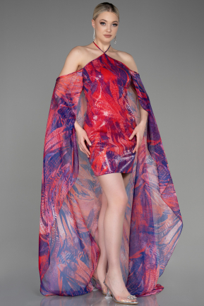 Robe de Soirée Courte Mousseline Corail ABK2009