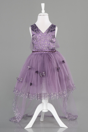 Abendkleid für Kinder Vorne Kurz-Hinten Lang Lavendel ABO104