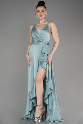 Long Turquoise Satin Evening Dress ABU3807
