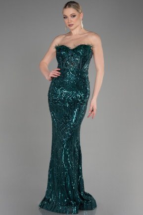 Long Emerald Green Scaly Mermaid Prom Dress ABU3550