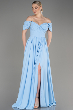 Blue Long Chiffon Evening Dress ABU3827