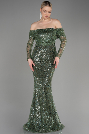 Olive Drab Long Scaly Mermaid Prom Dress ABU3829