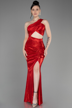 Red One-Shoulder Slit Long Prom Dress ABU3848