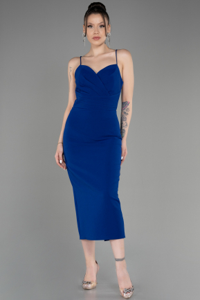 Sax Blue Strappy Midi Cocktail Dress ABK2043