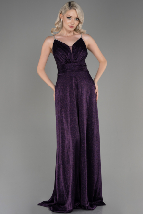 Robe de Soirée Longue Violet Foncé ABU3863