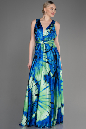 Robe De Soirée Satin Longue Vert ABU3757