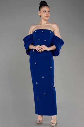 Robe de Cérémonie Midi Bleu Saxe ABK2074