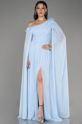 Robe de Soirée Longue Mousseline Bleu clair ABU4001