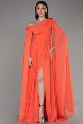 Robe de Soirée Longue Mousseline Orange ABU4001