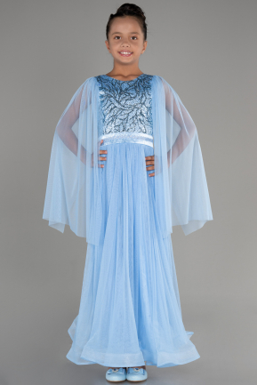 Robe De Soirée Enfants Longue Bleu clair ABU3155