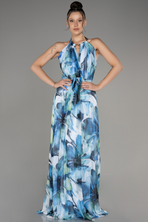 Robe de Soirée Longue Bleu ABU4039