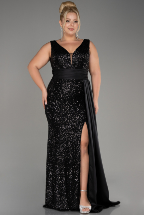 Robe De Fiançailles Grande Taille Longue Noir ABU4030