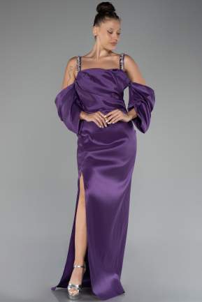 Robe De Fiançailles Grande Taille Longue Violet ABU3921