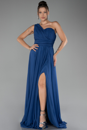 Robe De Soirée Mousseline Longue Indigo ABU3309