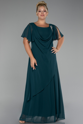 Robe de Soirée Grande Taille Longue Mousseline Émeraude ABU4097