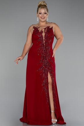 Robe Grande Taille Longue Rouge Bordeaux ABU4099